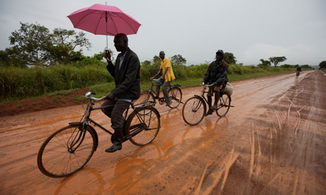 Cyclists in the rain in UU&ganda
